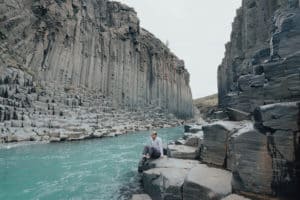 Iceland basalt rock columns