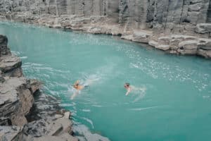 Studlagil Canyon swimming