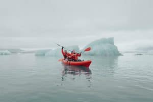 kayaking in Jökulsárlón