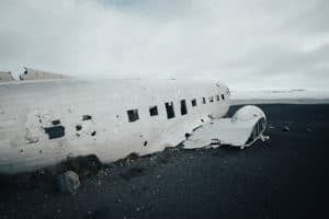 Side view of DC-3 plane wreck